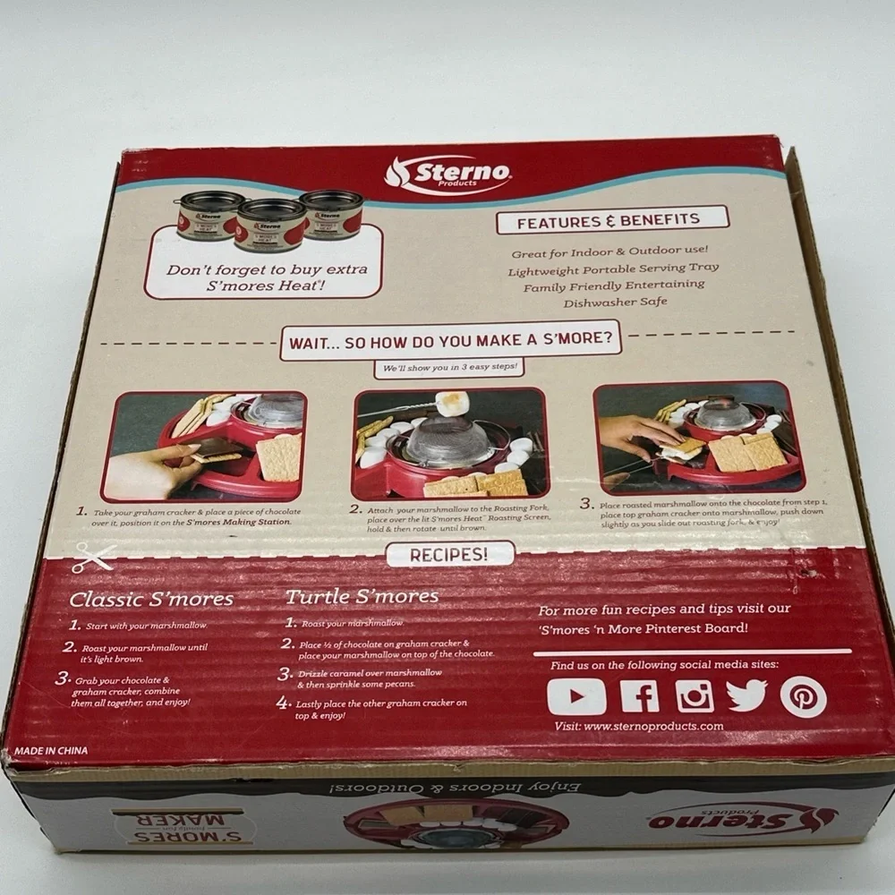 S'Mores Maker Red‎ Campfire Kit Indoor / Outdoor Dishwasher Safe Family Fun